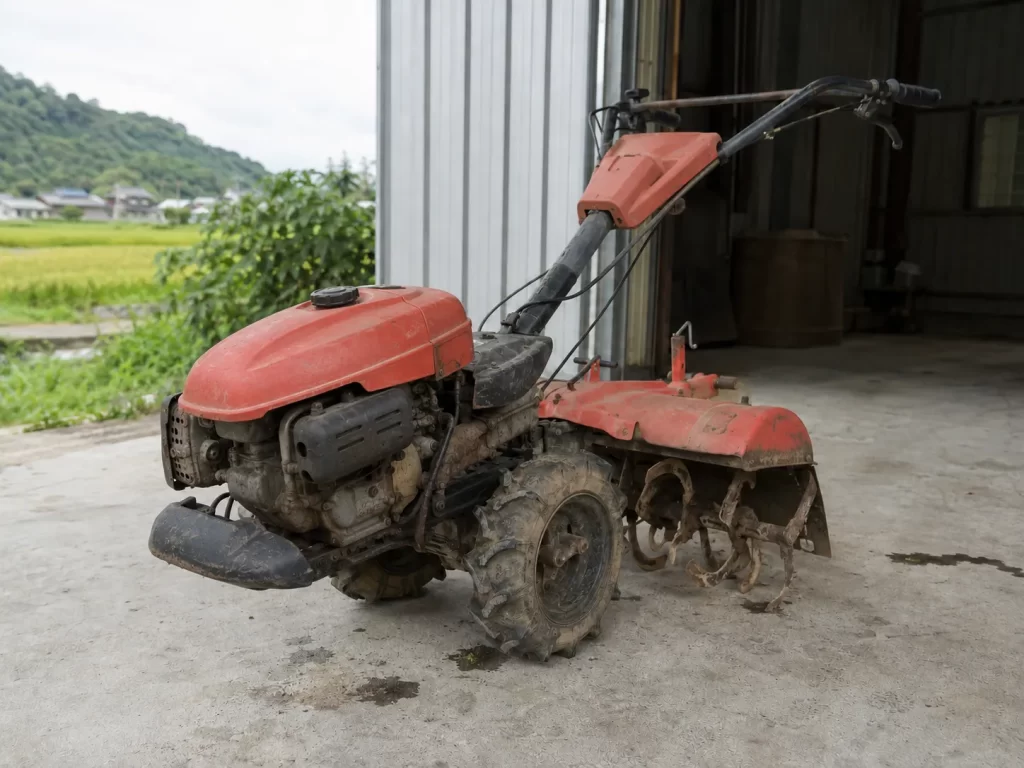 摩耗や不具合の兆候が見られる耕運機