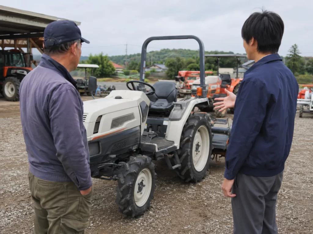 農機具のリースやレンタルを検討する農家